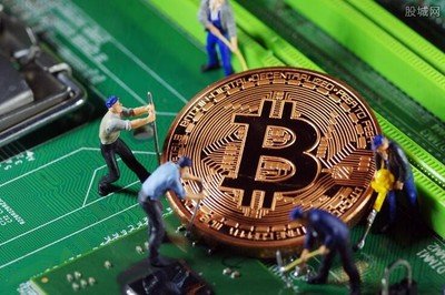Large-scale Bitcoin mining farm bustling with activity